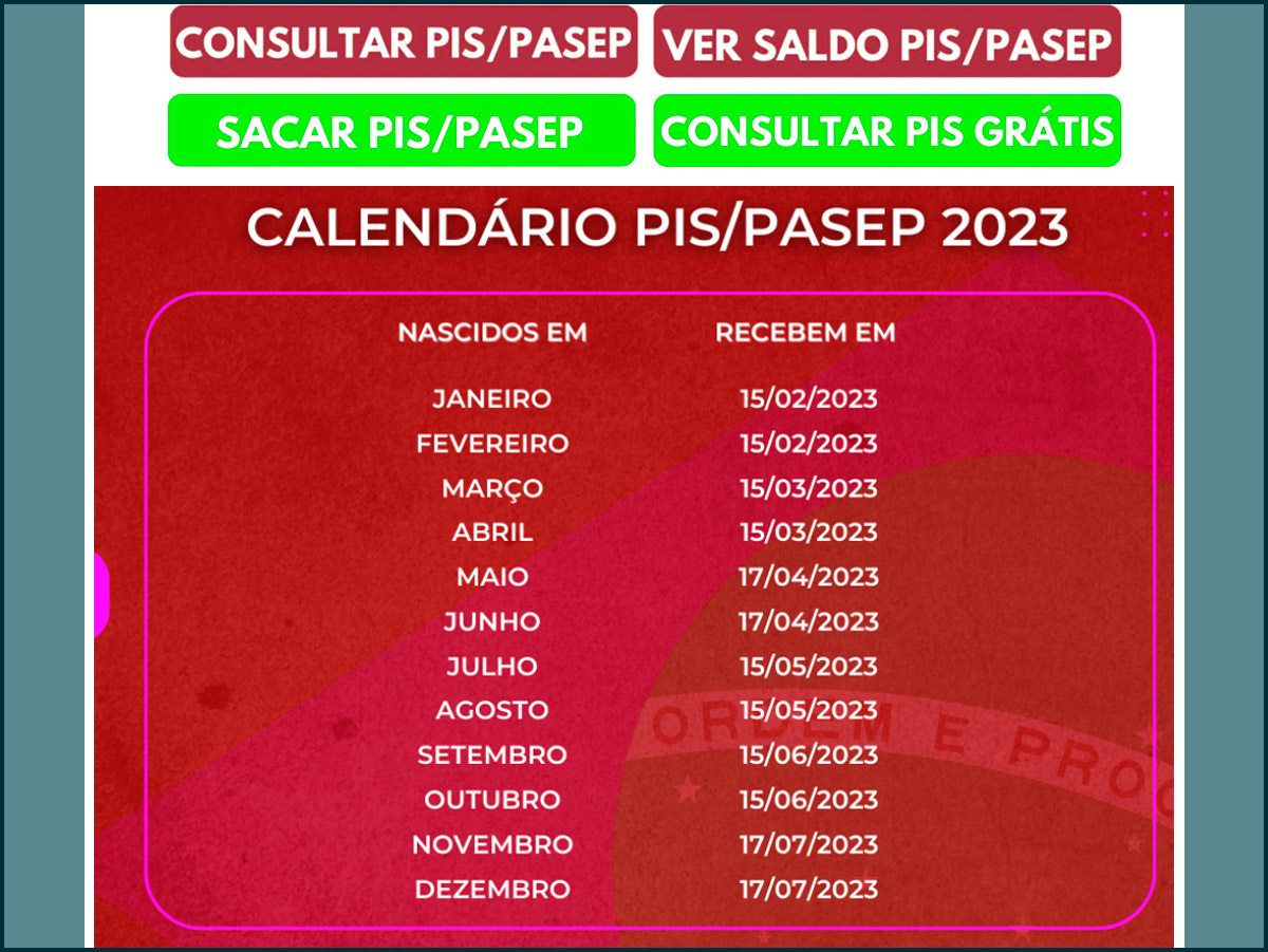 calendário pis 2023